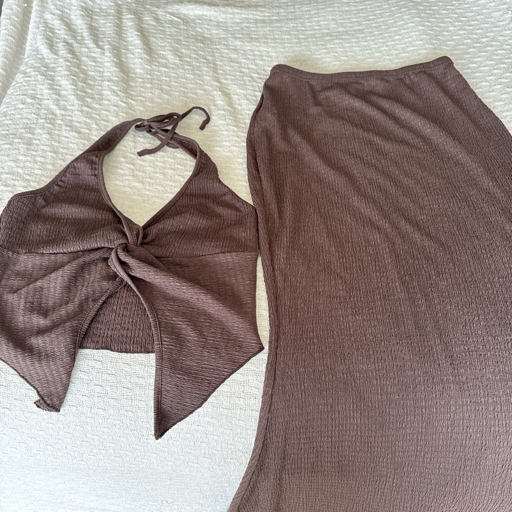 SHEIN Brown Maxi Skirt Set